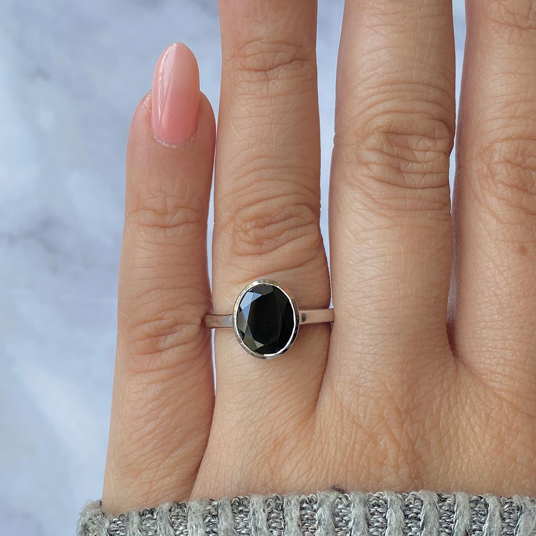 Black Tourmaline Ring-(BLS-SR-1623.)